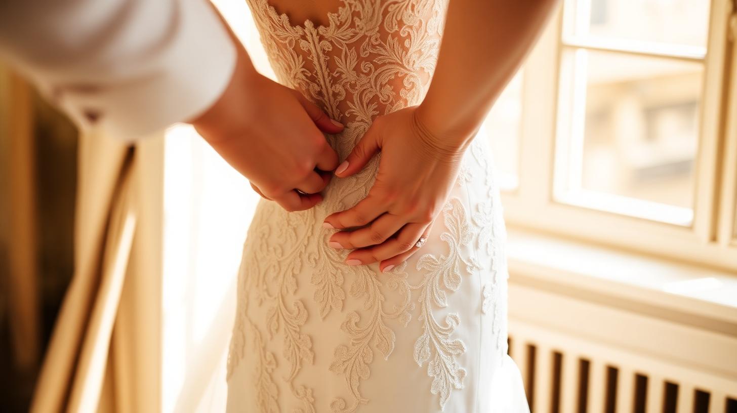 Abito da sposa con gonna ampia in atelier